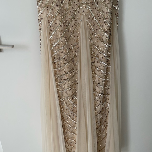 Aidan Mattox formal long gold beaded dress evening gown - Picture 8 of 14
